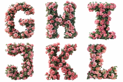 Carnation Floral PNG Alphabet 5xPNG