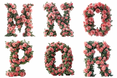 Carnation Floral PNG Alphabet 5xPNG
