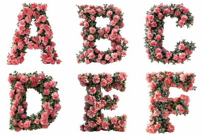 Carnation Floral PNG Alphabet 5xPNG