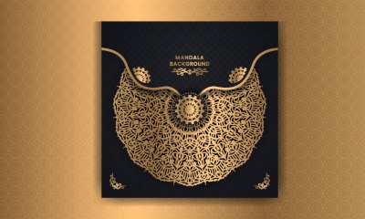Wedding Invitation Cards with Golden Mandalas 25xAI