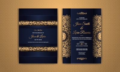 Wedding Invitation Cards with Golden Mandalas 25xAI