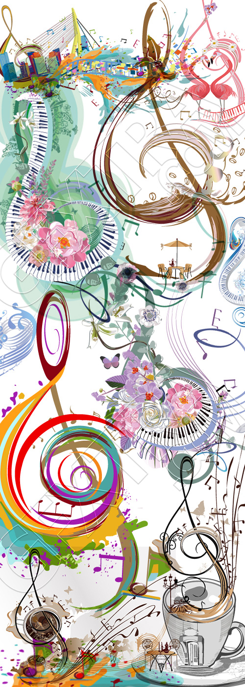 Abstract Musical Hand-Drawn Illustrations #1, 25xAI