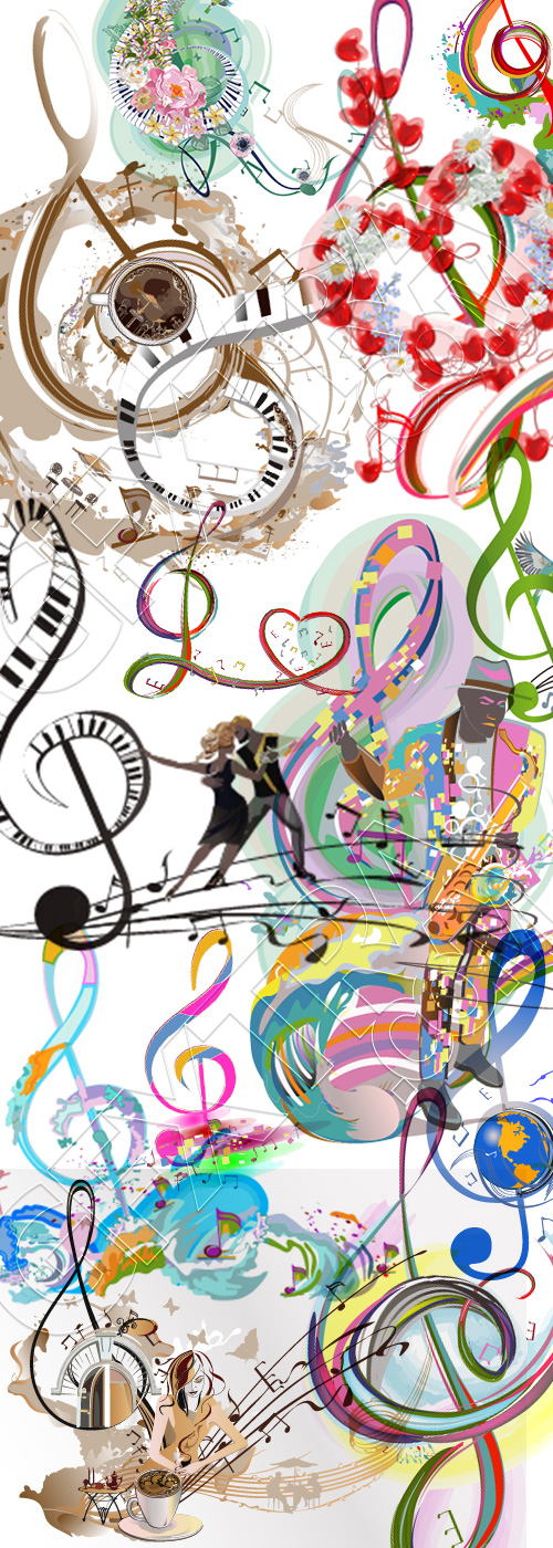 Abstract Musical Hand-Drawn Illustrations #2, 26xAI