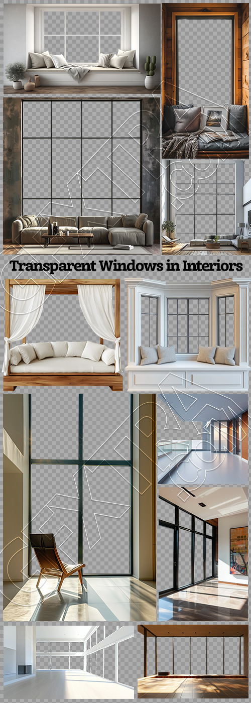 Transparent Windows in Interiors #1, 25xPNG