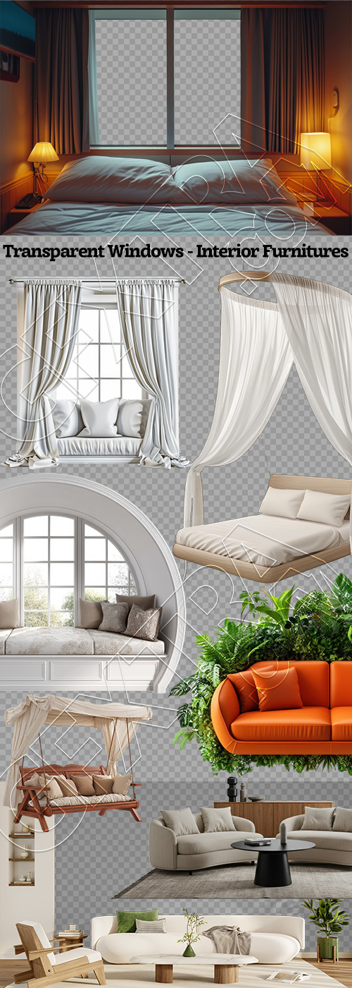 Transparent Windows in Interiors #2, 25xPNG