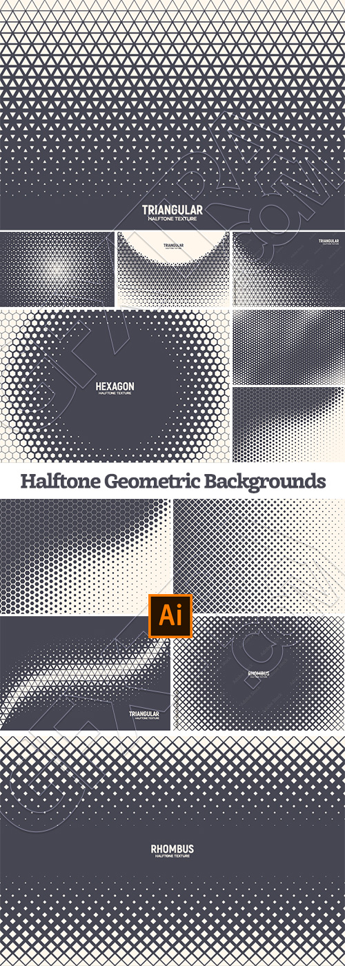 Halftone Geometric Backgrounds 36xAI