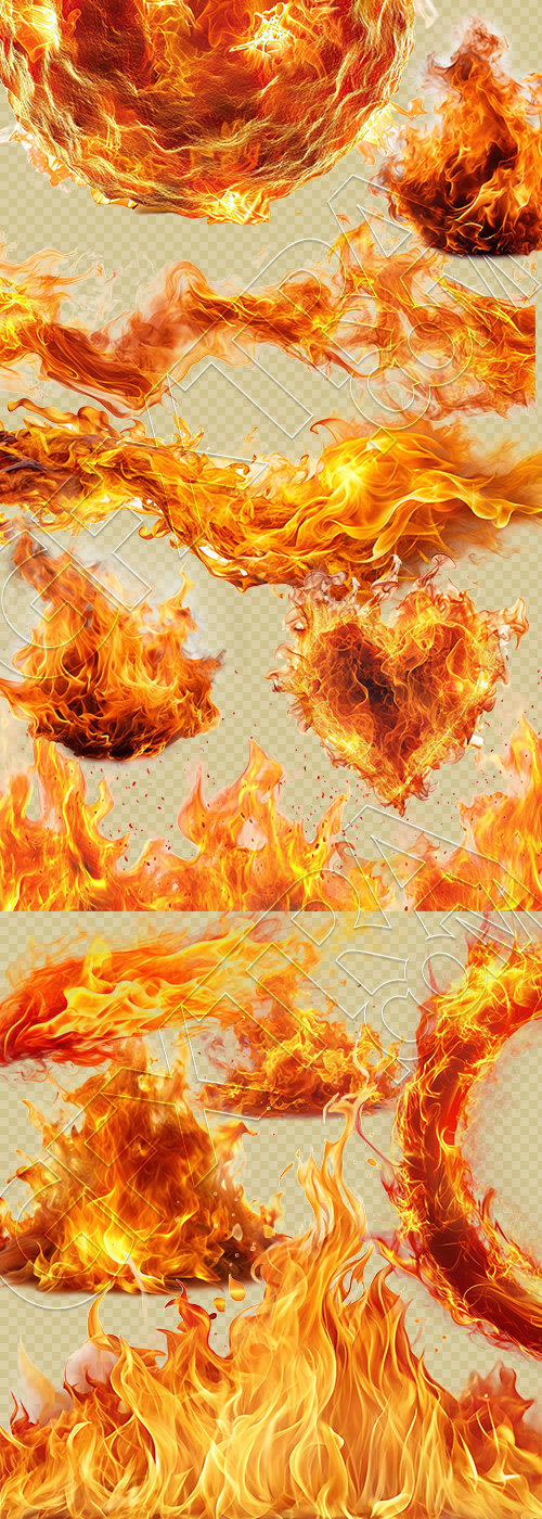 Flames Abstract Transparent Backgrounds 25xPNG
