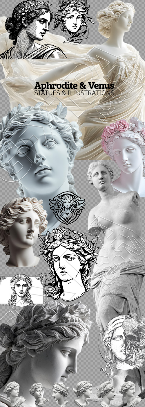Aphrodite & Venus Statues & Illustrations 10xPNG, 17xAI