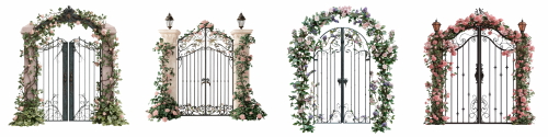 Stone-Wood Garden Gates & Walls 25xPNG