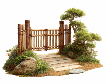 Stone-Wood Garden Gates & Walls 25xPNG