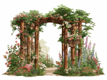 Stone-Wood Garden Gates & Walls 25xPNG
