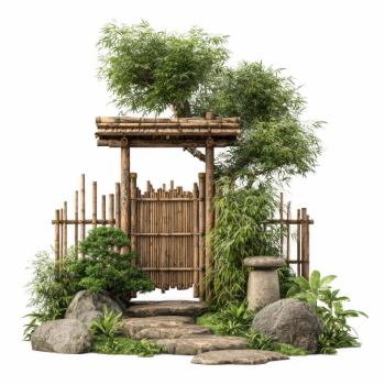 Stone-Wood Garden Gates & Walls 25xPNG