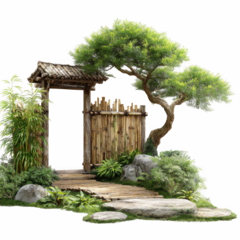 Stone-Wood Garden Gates & Walls 25xPNG