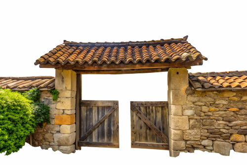 Stone-Wood Garden Gates & Walls 25xPNG