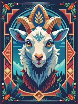 Animal Head with Ornate Framing and Floral Accents 25xAI