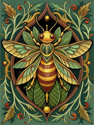 Animal Head with Ornate Framing and Floral Accents 25xAI