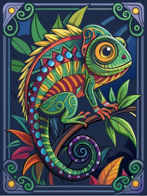 Animal Head with Ornate Framing and Floral Accents 25xAI