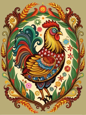 Animal Head with Ornate Framing and Floral Accents 25xAI