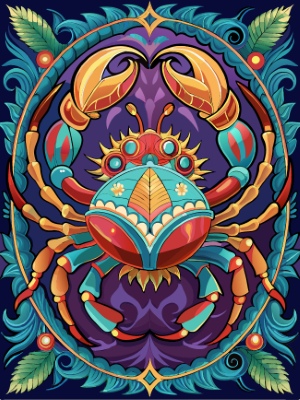 Animal Head with Ornate Framing and Floral Accents 25xAI