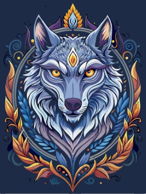 Animal Head with Ornate Framing and Floral Accents 25xAI