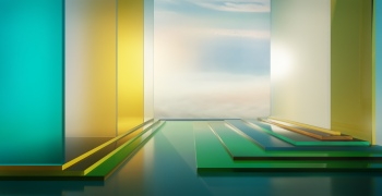 3D Futuristic Building Interiors with Warm Lights 25xJPEG