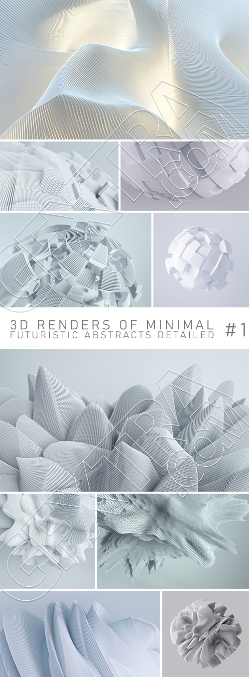 3D Renders of Minimal Futuristic Abstracts Detailed #1, 25xJPEG