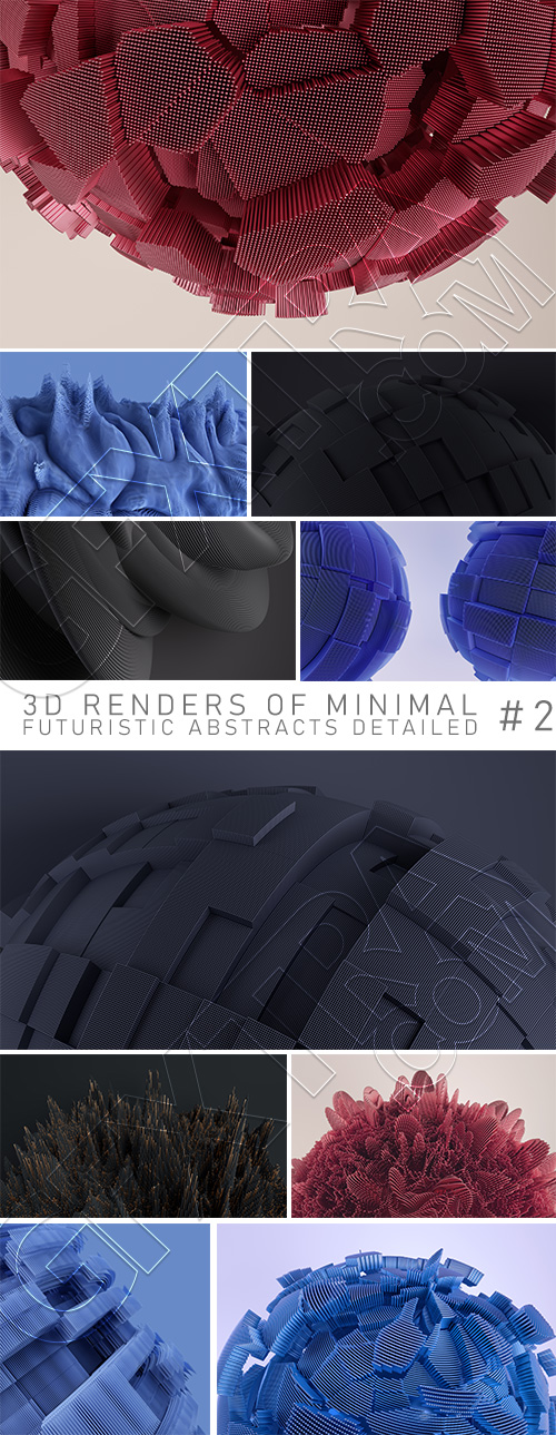 3D Renders of Minimal Futuristic Abstracts Detailed #2, 15xJPEG
