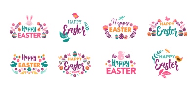 Happy Easter Design Elements 25xAI