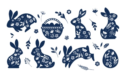 Happy Easter Design Elements 25xAI