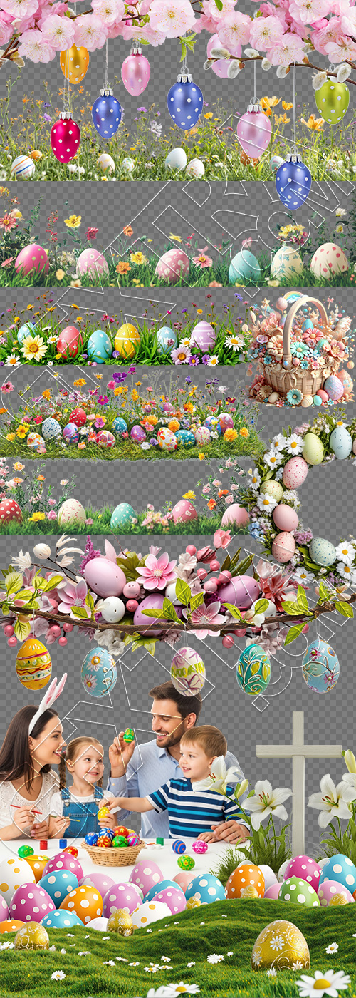 Happy Easter Design Elements #1, 25xPNG