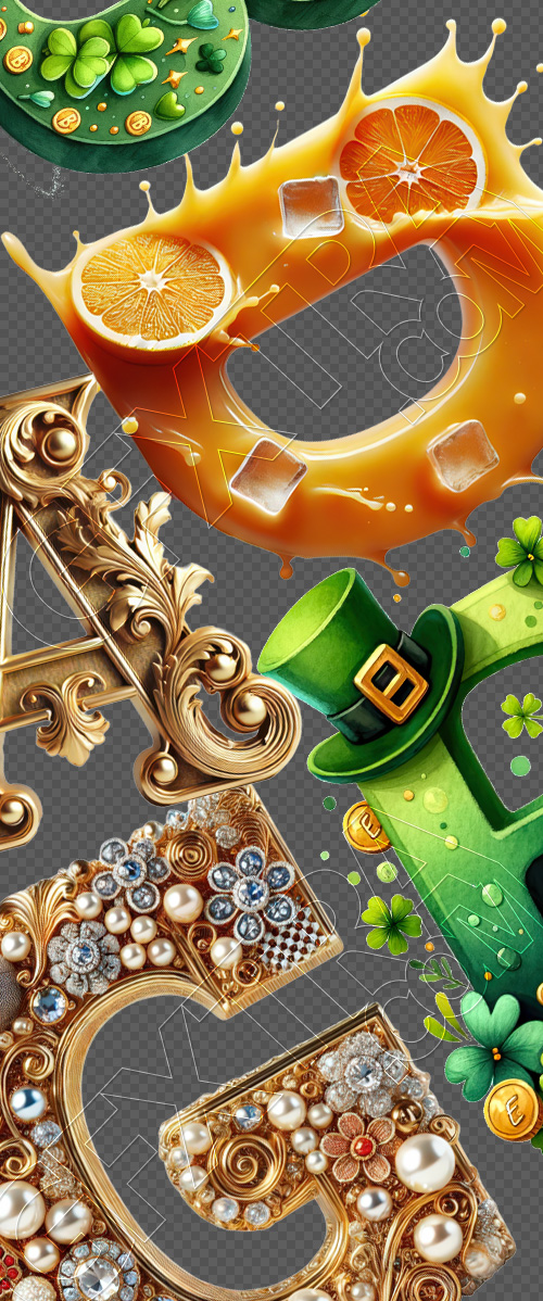 Decorative Transparent 4 Alphabets 18xPNG