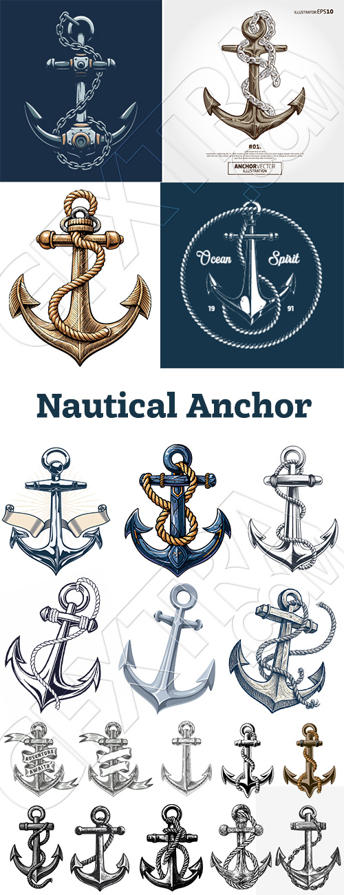 Nautical Anchors - Vintage & Tattoo Style 30xAI
