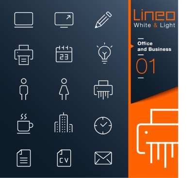 Lineo White & Light Outline Icons 37xAI