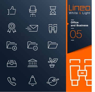 Lineo White & Light Outline Icons 37xAI