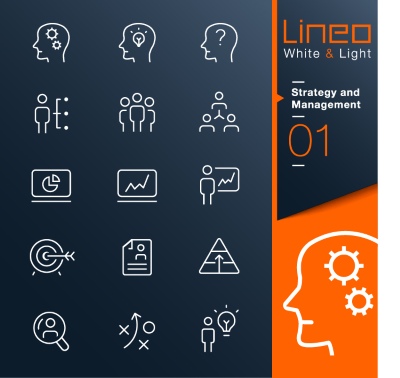 Lineo White & Light Outline Icons 37xAI