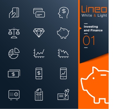 Lineo White & Light Outline Icons 37xAI