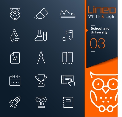 Lineo White & Light Outline Icons 37xAI