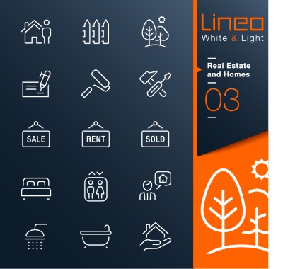 Lineo White & Light Outline Icons 37xAI
