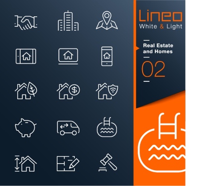 Lineo White & Light Outline Icons 37xAI
