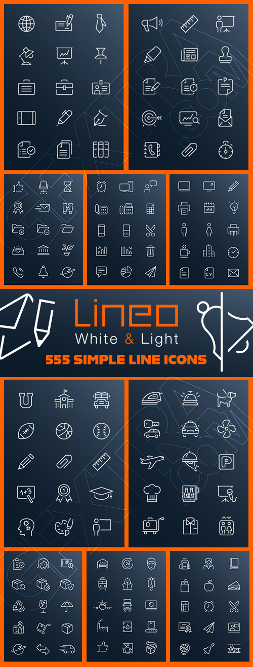 Lineo White & Light Outline Icons 37xAI Lineo White & Light Outline Icons 37xAI
