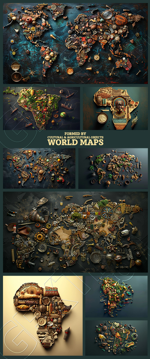 Formed by Cultural & Agricultural Objects World Maps 26xJPEG