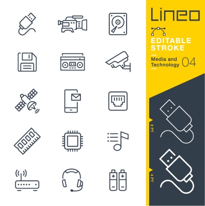 Lineo Editable Stroke 4110 Outline Icons #2, 26xAI Lineo Editable Stroke 4110 Outline Icons #2, 26xAI