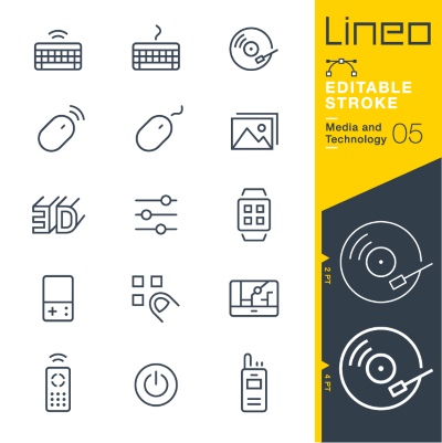 Lineo Editable Stroke 4110 Outline Icons #2, 26xAI Lineo Editable Stroke 4110 Outline Icons #2, 26xAI