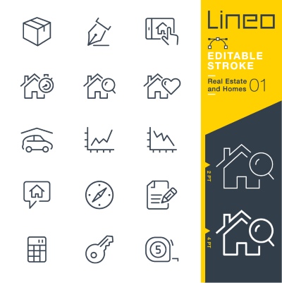 Lineo Editable Stroke 4110 Outline Icons #3, 27xAI