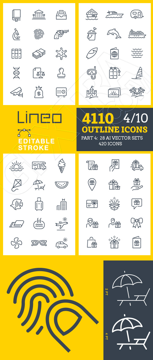 Lineo Editable Stroke 4110 Outline Icons #4, 28xAI