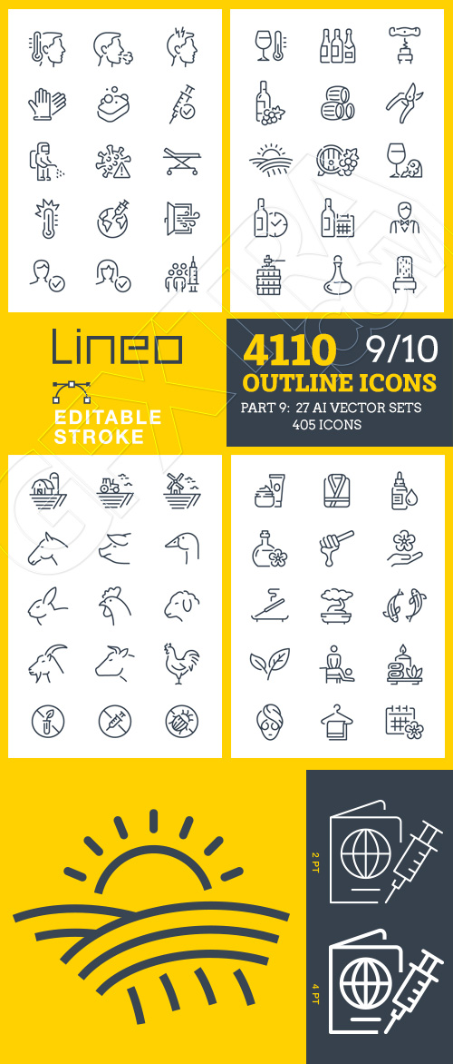 Lineo Editable Stroke 4110 Outline Icons #9, 27xAI
