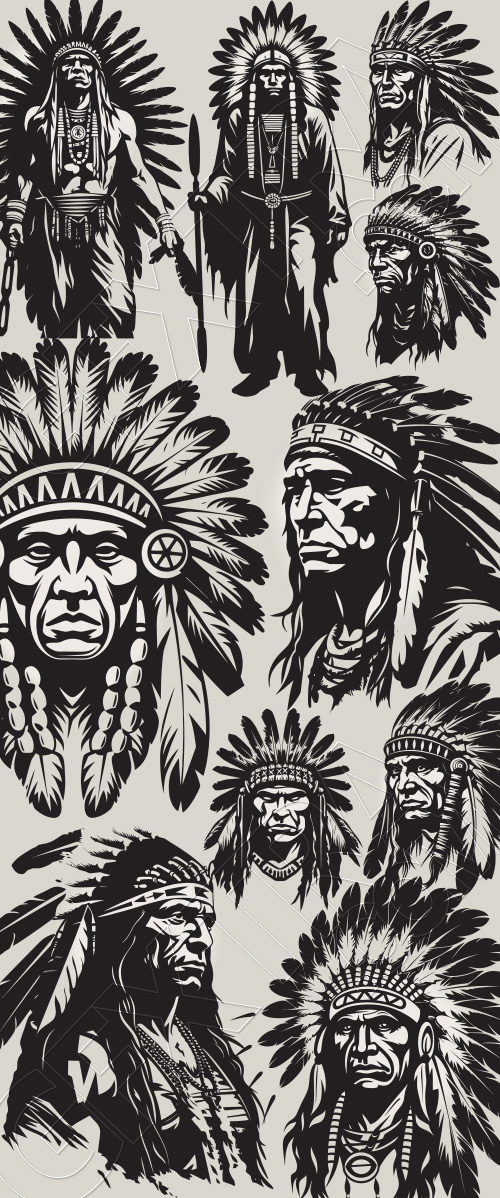 Apache Chief Sketches 25xSVG