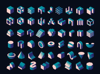 Isometric Brutal Design Elements 28xAI