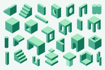 Isometric Brutal Design Elements 28xAI