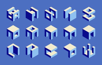 Isometric Brutal Design Elements 28xAI